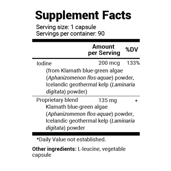 Close-up of the Supplement Facts label showing serving size, servings per container, and ingredient amounts with % Daily Value information.