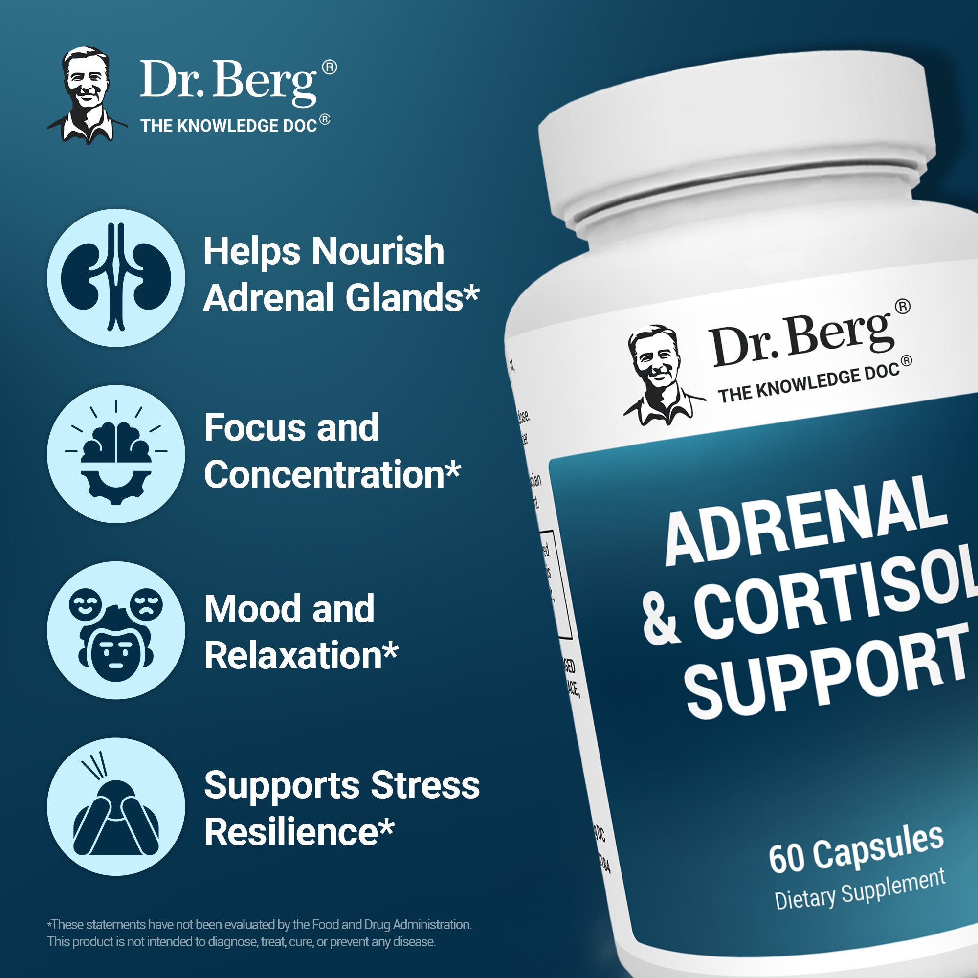 ベリカット　60カプセル Adrenal & Cortisol Support – 60 Vegetable Capsules – Dr. Berg