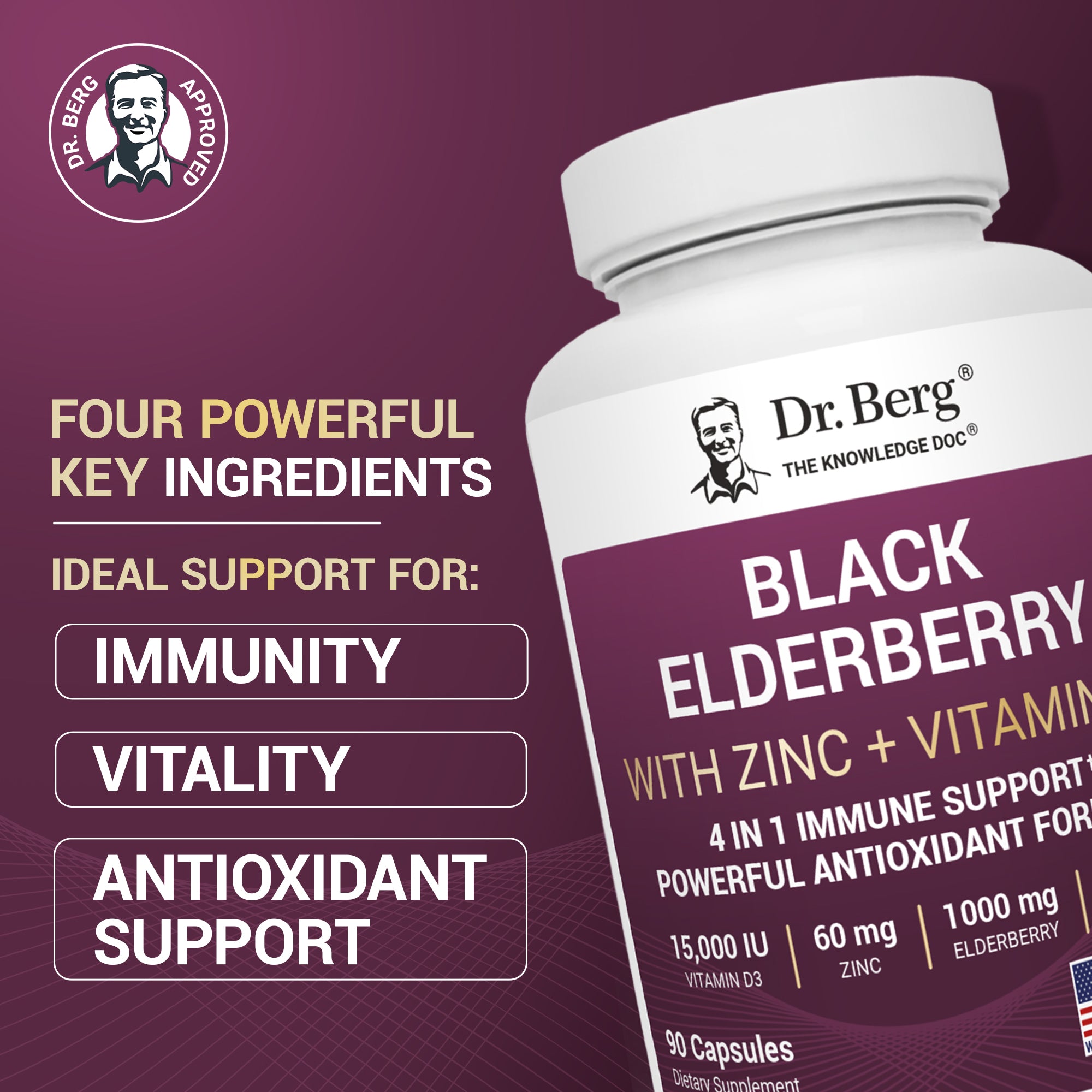 Advanced Immune Support with Elderberry – 90 Vegetable Capsules