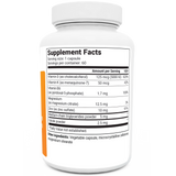 D3 and K2 Vitamin  5,000 IU bottle label, right side view, supplement facts. 