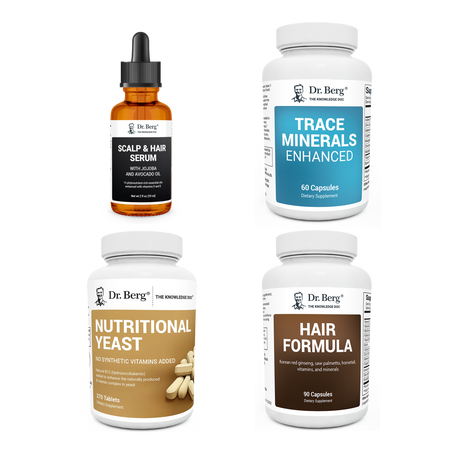 Hair Enhanced Kit | featuring Dr. Berg Scalp & Hair Serum, Trace Minerals Enhanced, Nutritional Yeast Tablets, Hair Formula.