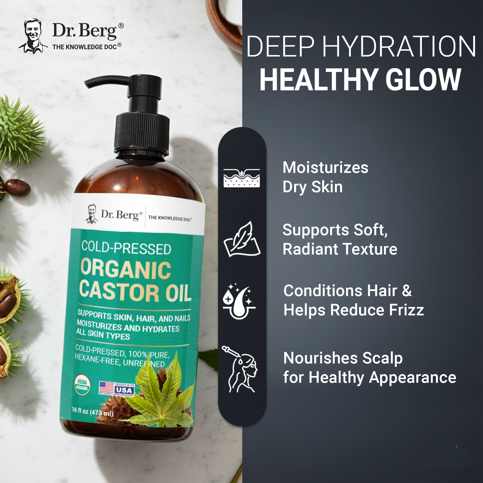 Organic Castor Oil – Cold-Pressed, Pure, Hexane-Free – Dr. Berg