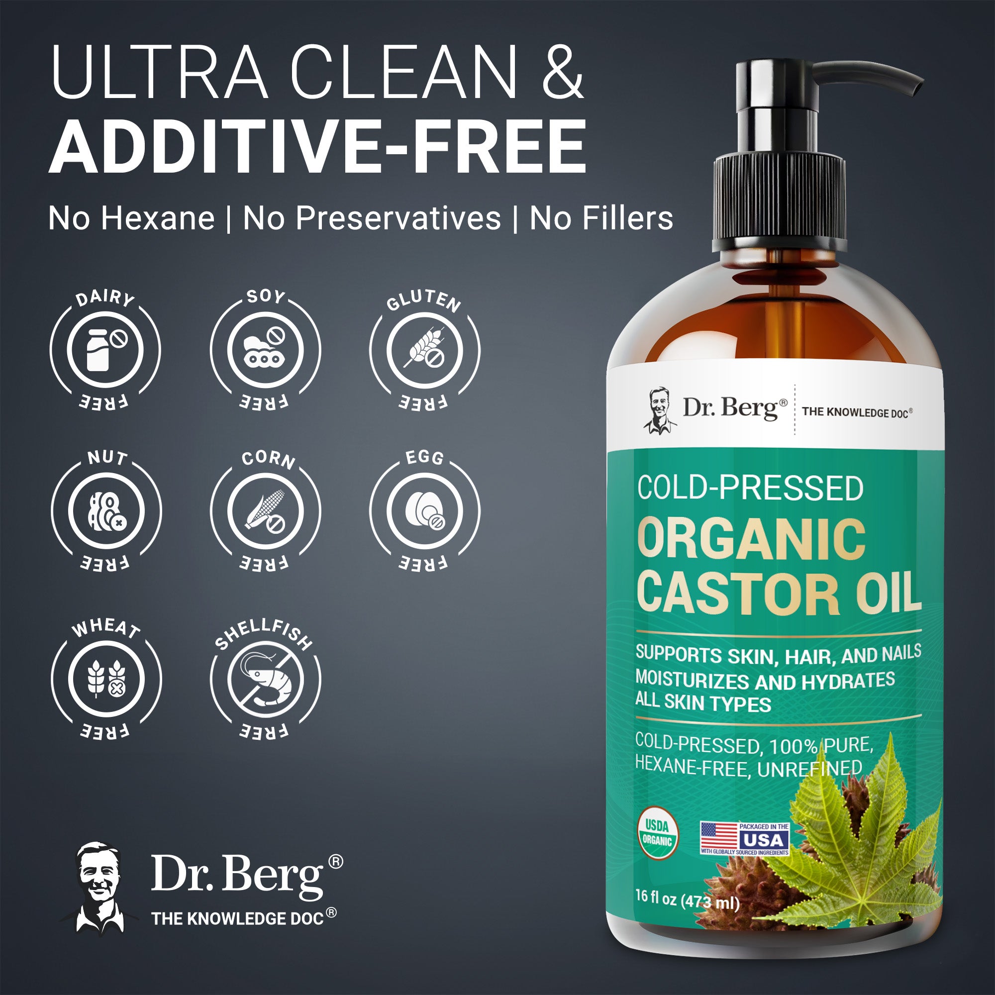 Organic Castor Oil – Cold-Pressed, Pure, Hexane-Free – Dr. Berg
