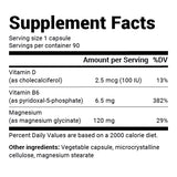 Close-up view of Magnesium Glycinate supplement facts label. 