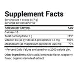 Close-up view of Magnesium Powder supplement fact label.