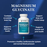 Infographic: Magnesium Glycinate - Combats occasional brain fog. Supports digestive health. Promotes deep and restful sleep. Supports muscle and joint health. Promotes a healthy cardiovascular system and normal blood pressure.