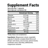 Natural Vitamin B1+ supplement facts panel with ingredients.