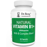 Natural Vitamin B1+, 60 capsules, front view, bottle with Dr. Berg branding.