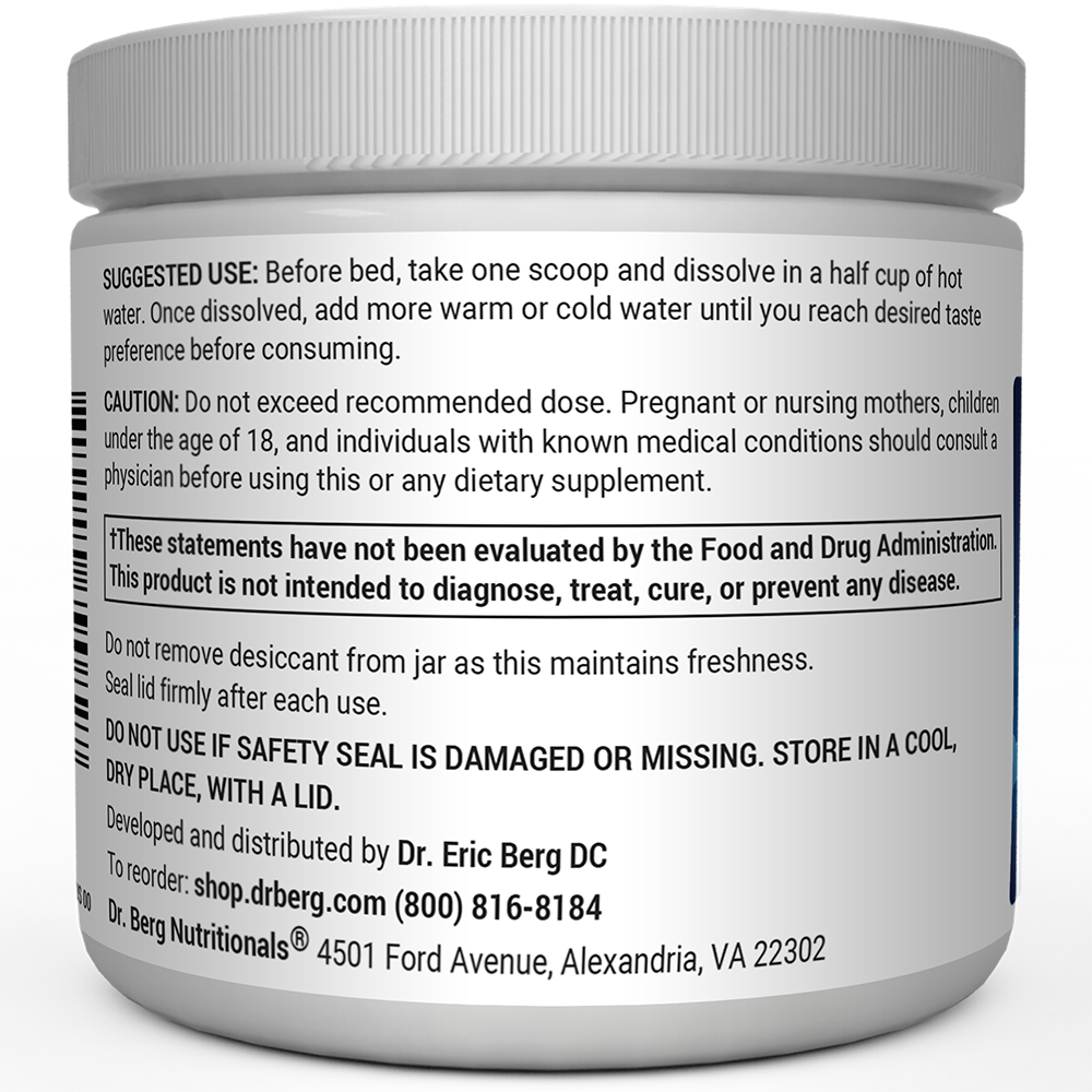 Magnesium Powder bottle label, left side view, suggested use instructions, safety warning details. 