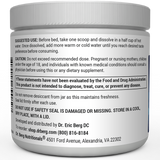 Magnesium Powder bottle label, left side view, suggested use instructions, safety warning details. 