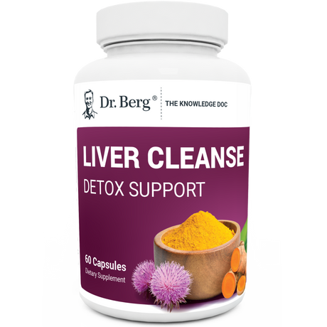 Liver Cleanse Detox Support, 60 capsules, front view, bottle with Dr. Berg branding.