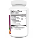 Liver Cleanse Detox Support bottle label, right side view, supplement facts. 