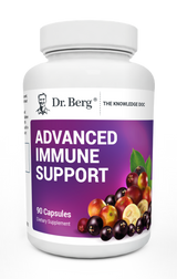 Advanced Immune Support, 90 capsules, front view, bottle with Dr. Berg branding and elderberries on the cover.