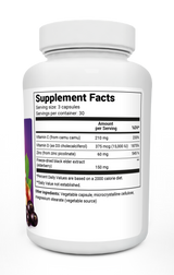 Advanced Immune Support bottle label, right side view, supplement facts. 