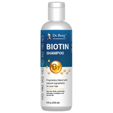 Biotin Shampoo, 8 fluid ounces, front view, bottle with Dr. Berg branding. 