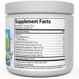 Electrolyte Powder, Cucumber and Lime Flavor bottle label, right side view, supplement facts. 