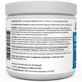 Electrolyte Powder, Pomegranate and Cherry Flavor bottle label, right side view, supplement facts. 