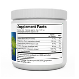 Electrolyte Powder, Grape Flavor bottle label, right side view, supplement facts. 