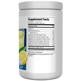 Electrolyte Powder, Lemonade Flavor 100 Servings bottle label, right side view, supplement facts. 