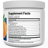 Electrolyte Powder, Orange Flavor bottle label, right side view, supplement facts. 