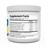 Electrolyte Powder, Raspberry and Lemon Flavor 50 Servings bottle label, right side view, supplement facts. 