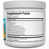 Electrolyte Powder, Tropical Coconut, Pineapple and Orange Flavor bottle label, right side view, supplement facts. 