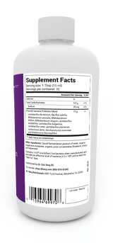 Friendly Bacteria Probiotic Liquid bottle label, right side view, supplement facts. 