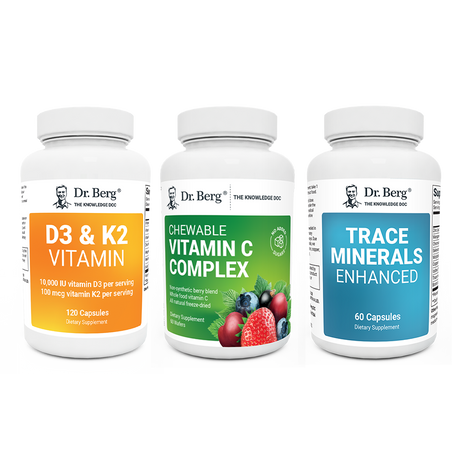 Dr. Berg's Immune Booster Kit: 3 supplement bottles.