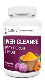 Liver Cleanse Detox Repair Support, 60 capsules, front view, bottle with Dr. Berg branding.