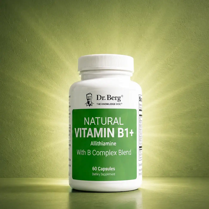Dr. Berg Natural Vitamin B1+ bottle.