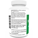 Natural Vitamin B1+ bottle label, left side view, suggested use instructions, safety warning details.