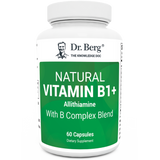 Natural Vitamin B1+, 60 capsules, front view, bottle with Dr. Berg branding.