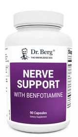 Nerve Support with Benfotiamine, 90 capsules, front view, bottle with Dr. Berg branding.