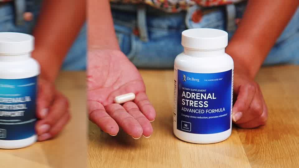 Dr. Berg compares the Adrenal Stress Advanced Formula with Adrenal and Cortisol Support. 