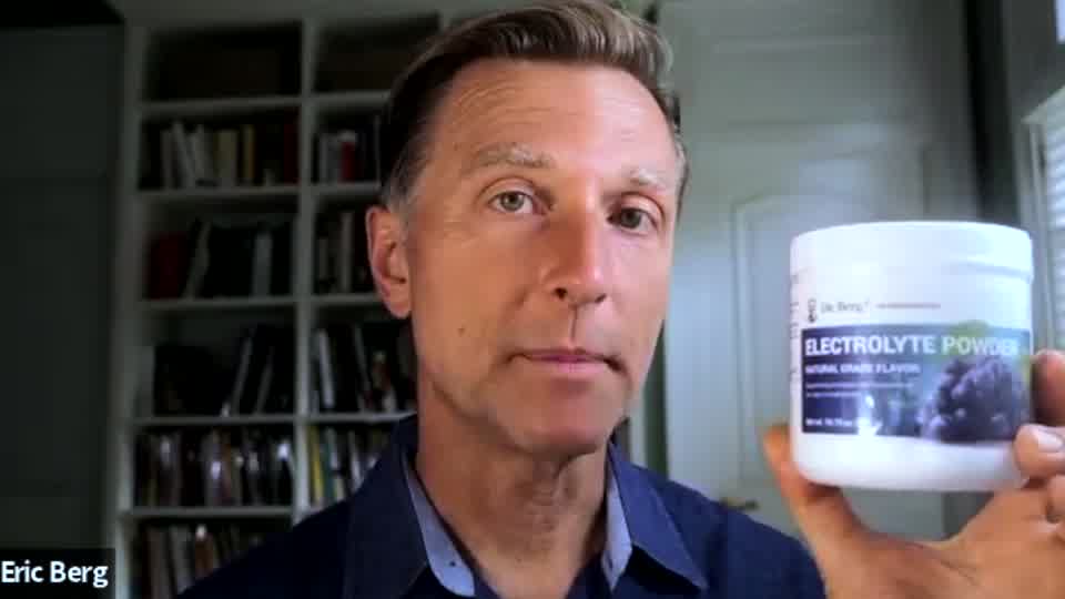 Dr. Berg discusses the new grape-flavored electrolyte powder. 