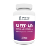 Sleep Aid Regular Formula, 90 capsules, Non-Vegan (Contains Glandulars), front view, bottle with Dr. Berg branding.