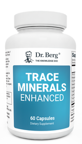 Trace Minerals Enhanced, 60 capsules, front view, bottle with Dr. Berg branding.