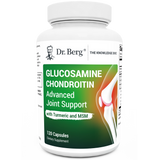 Glucosamine Chondroitin Advanced Joint Support with Turmeric and MSM, 120 capsules, front view, bottle with Dr. Berg branding and knee joint on the cover.