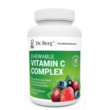 Chewable Vitamin C Complex, no added sugar, 60 wafers, front view, bottle with Dr. Berg branding and mixed berries on the cover.