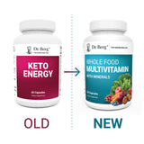 New and old bottles, bottle is now labeled Whole Food Vitamins with Minerals instead of Keto Energy.